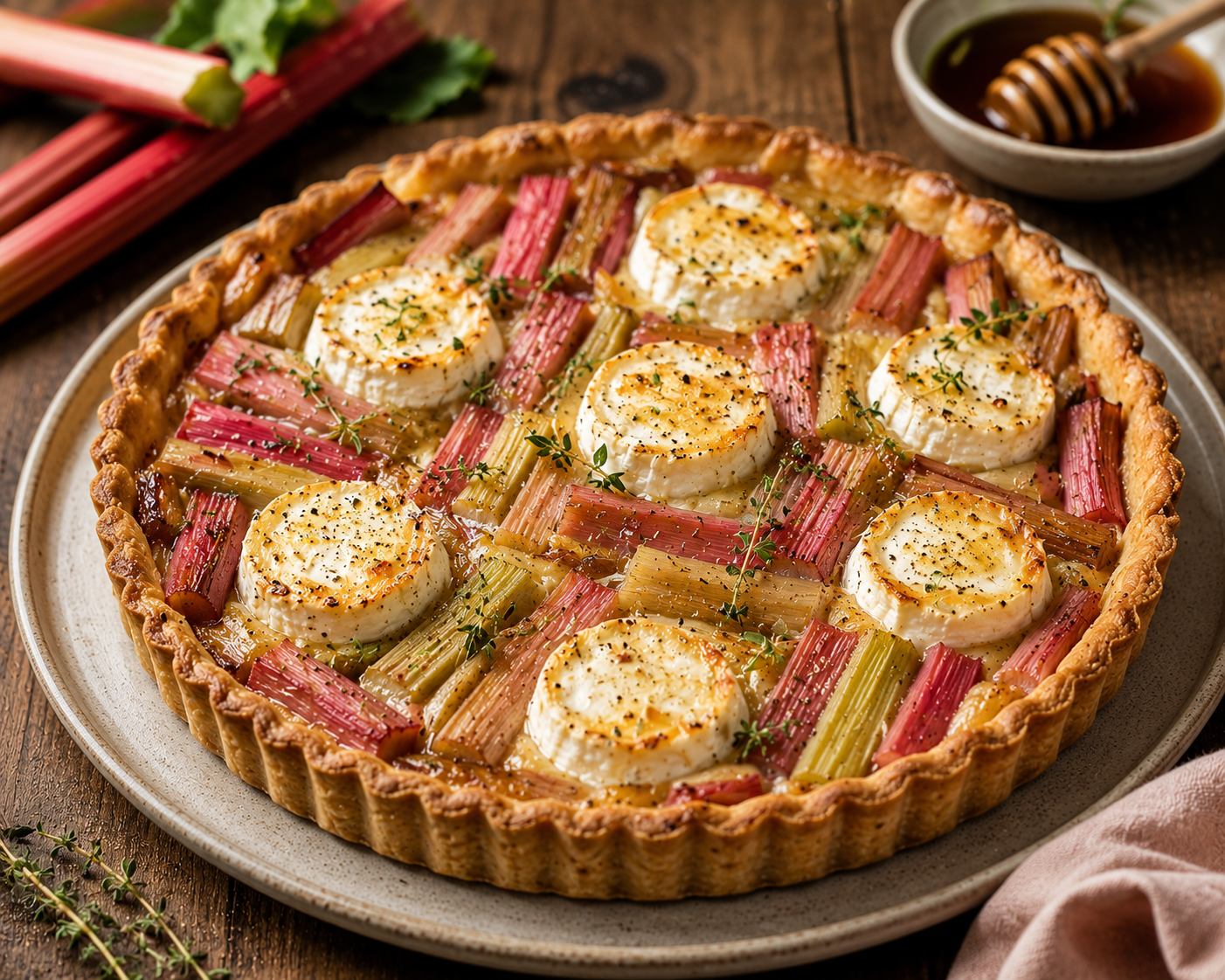 🥧 Tarte salée chèvre & rhubarbe